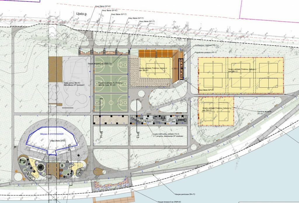 Neries dešiniosios krantinės (Upės g.) - Bike path, Sports field or court, Waterside - visualization