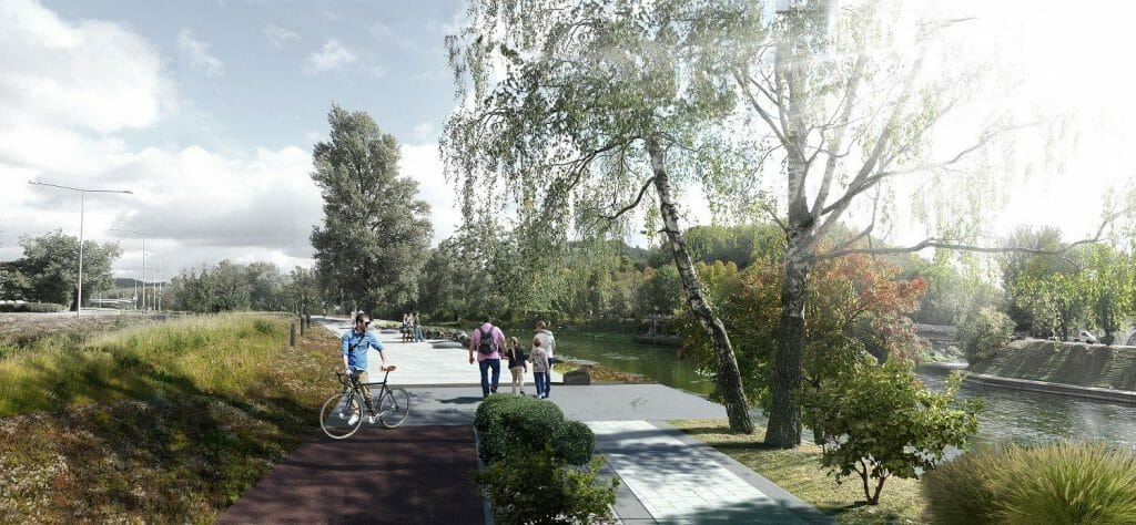 Neries dešiniosios krantinės (Upės g.) - Bike path, Sports field or court, Waterside - visualization