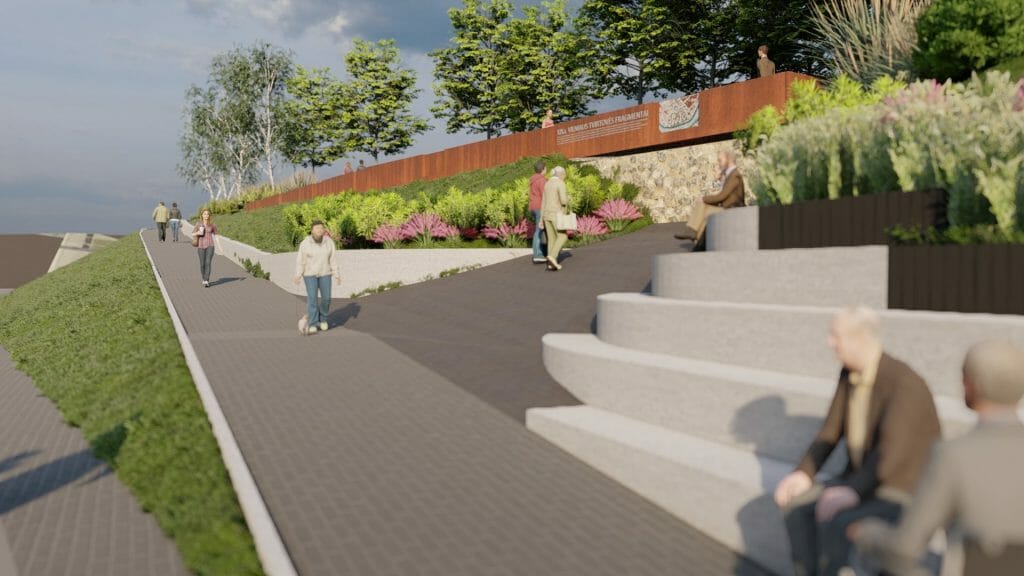 Neries dešiniosios krantinės (Upės g.) - Bike path, Sports field or court, Waterside - visualization