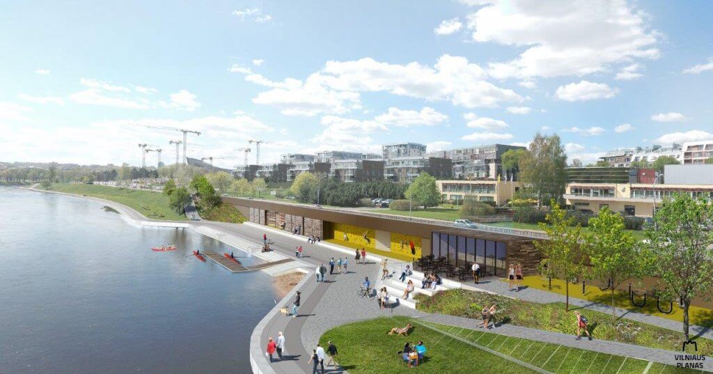 Neries dešiniosios krantinės (Upės g.) - Bike path, Sports field or court, Waterside - visualization