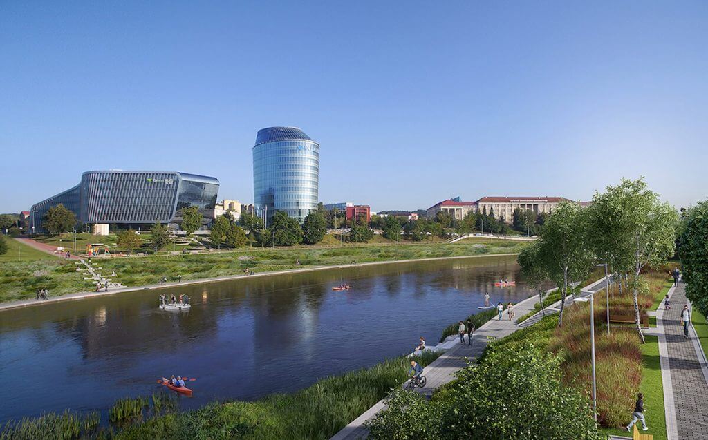 Neries kairiosios krantinės 1 etapas (A atkarpa) (Goštauto g.) - Dviračių takas, Pakrantė - vizualizacija