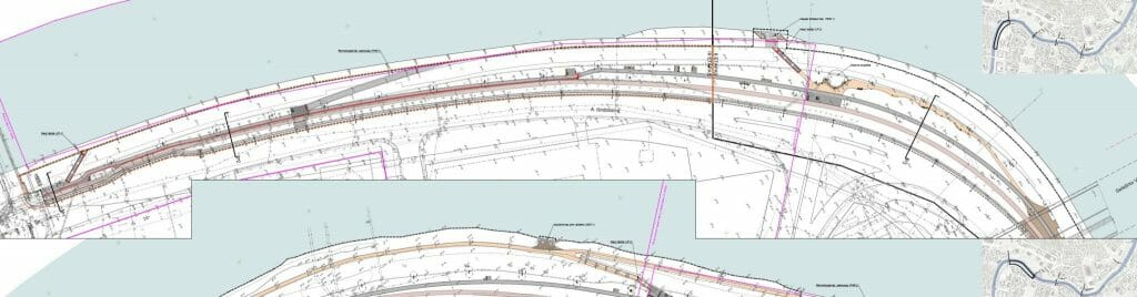 Neries kairiosios krantinės 1 etapas (A atkarpa) (Goštauto g.) - Dviračių takas, Pakrantė - vizualizacija