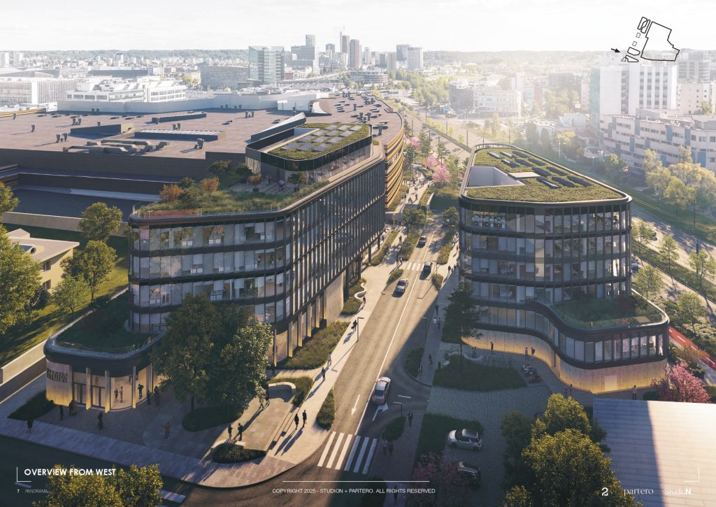 PC PANORAMA plėtra Stirnų g. (Saltoniškių g. 9) - Kino teatras, Verslo centras - vizualizacija