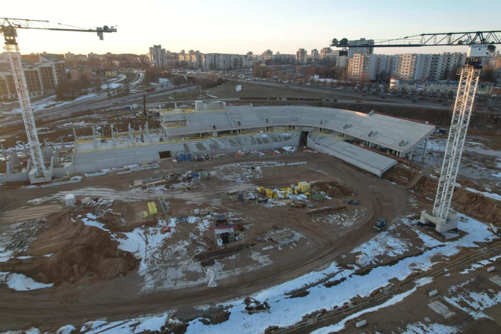 Daugiafunkcis sveikatinimo, ugdymo, švietimo, kultūros ir užimtumo kompleksas 1 etapas (stadionas) (Ozo g. 27) - Staadion - ehituse fotod