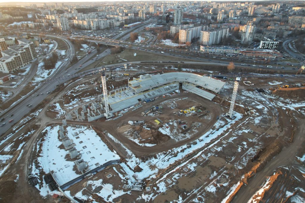 Daugiafunkcis sveikatinimo, ugdymo, švietimo, kultūros ir užimtumo kompleksas 1 etapas (stadionas) (Ozo g. 27) - Staadion - ehituse fotod