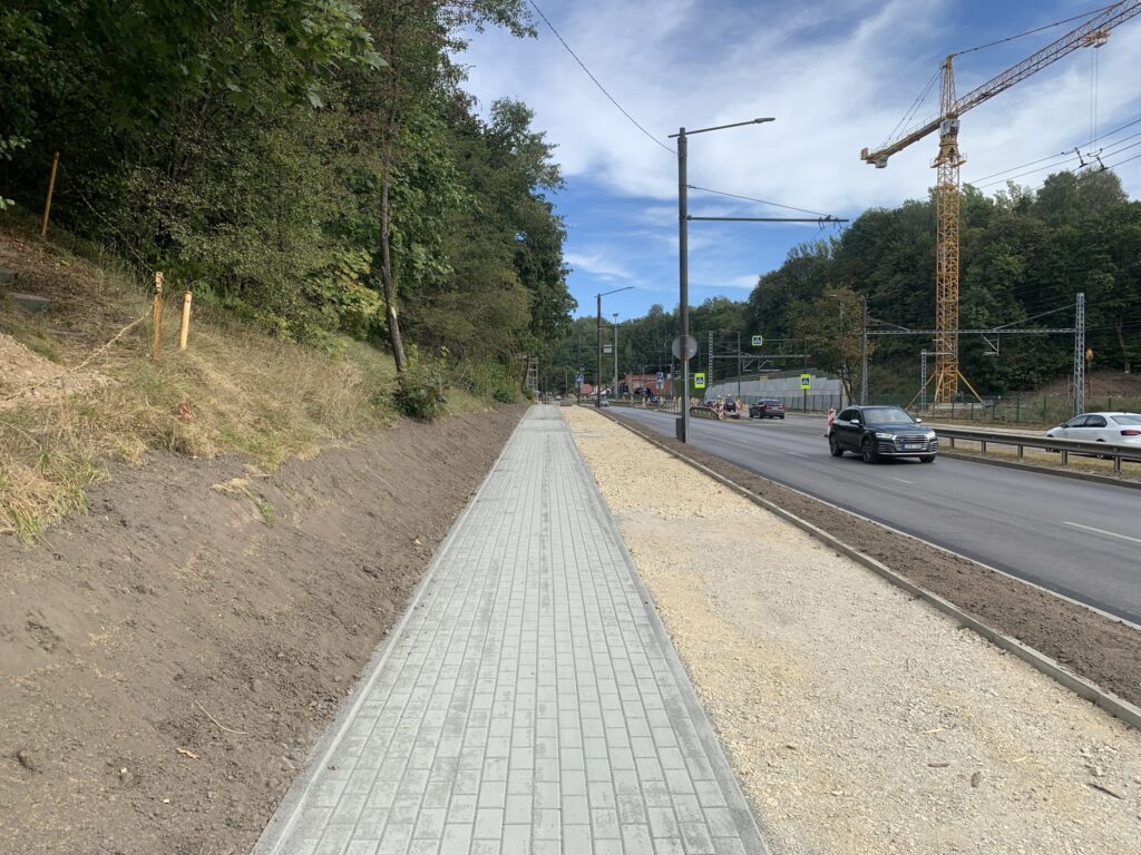 M. K. Čiurliono, Tunelio, K. Baršausko g. dviračių takas (M. K. Čiurliono g., Tunelio g., K. Baršausko g.) - Bike path - construction photos