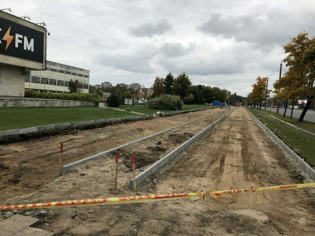 Pėsčiųjų ir dviračių takas nuo Justiniškių g. iki Pilaitės pr. (Laisvės pr.) - Bike path - construction photos