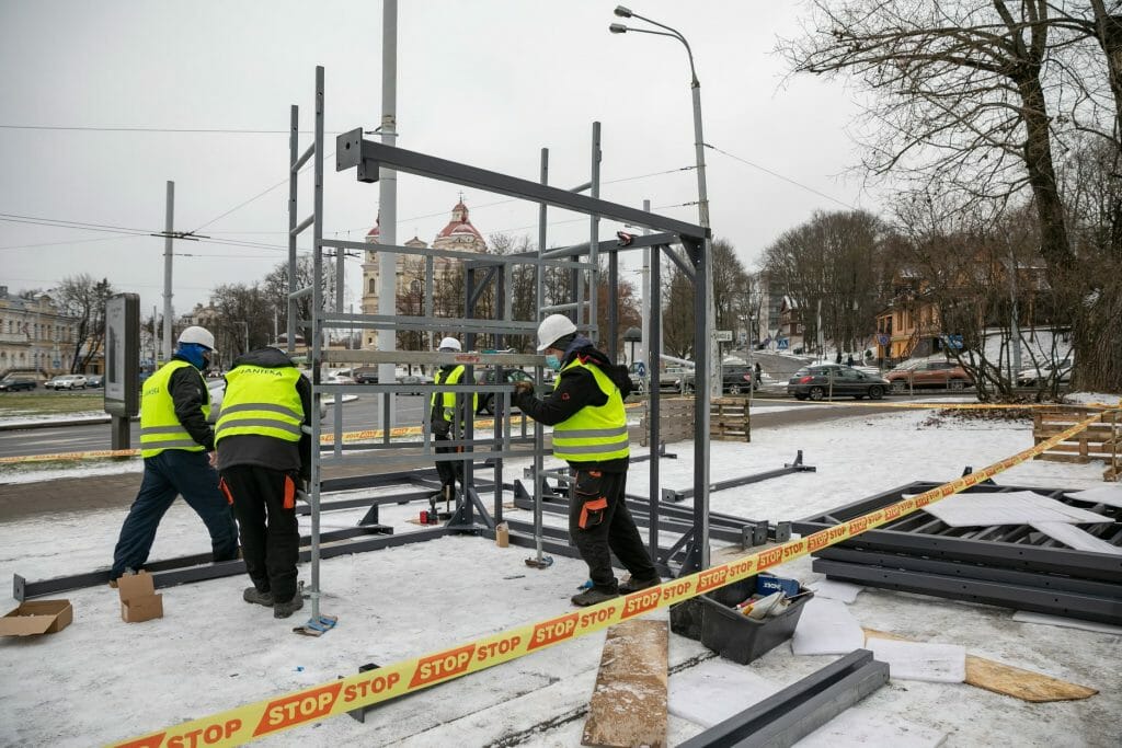Olandų žiedo dviračių saugojimo paviljonas (T. Kosciuškos g.) - Other commute - construction photos