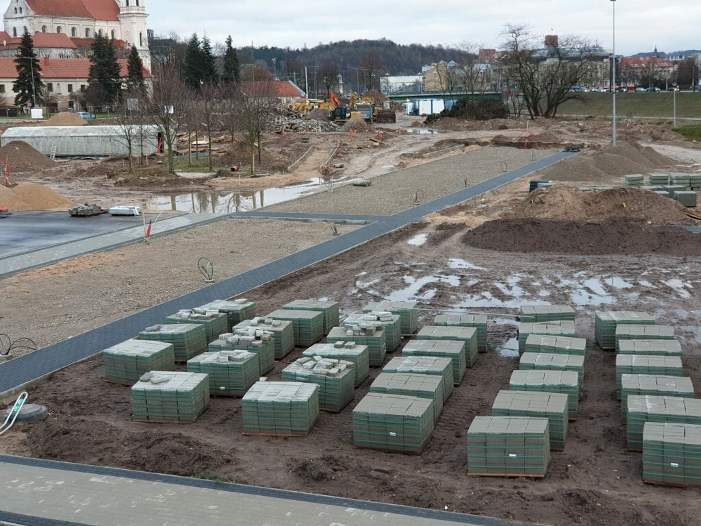 Neries dešiniosios krantinės (Upės g.) - Bike path, Sports field or court, Waterside - construction photos