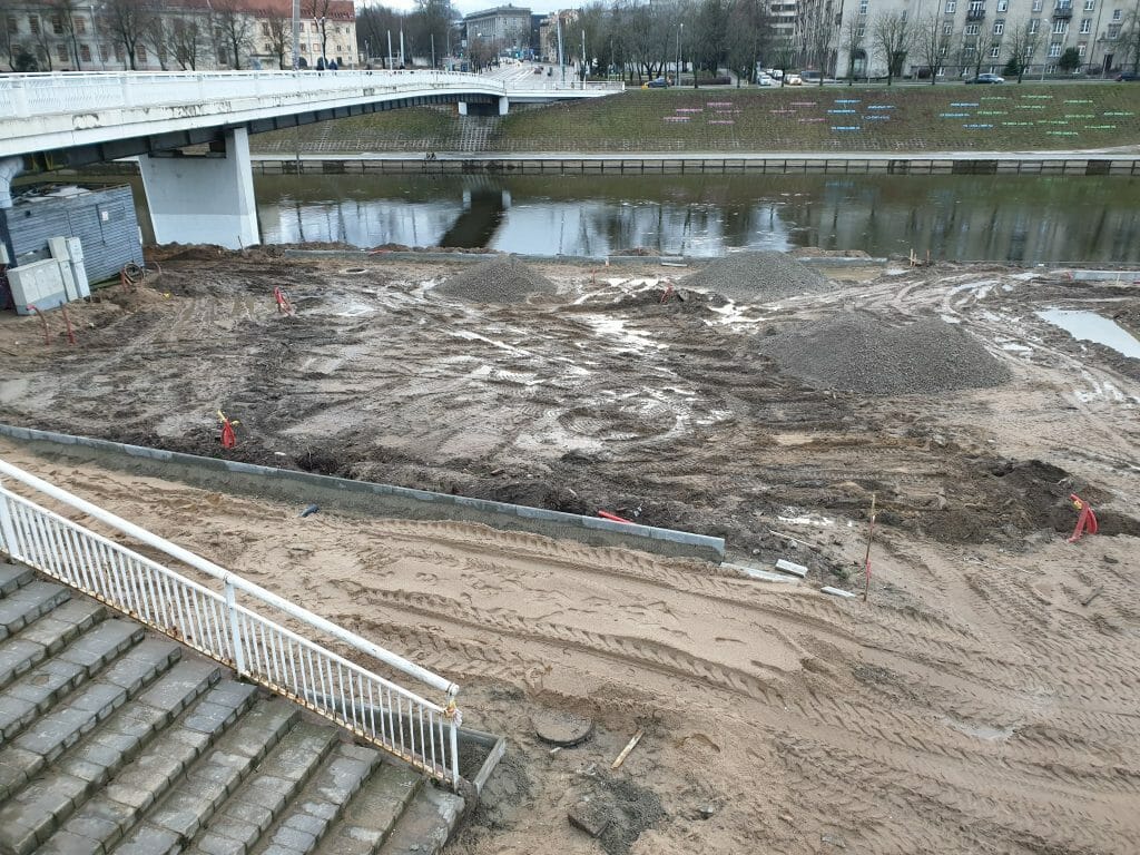 Neries dešiniosios krantinės (Upės g.) - Bike path, Sports field or court, Waterside - construction photos