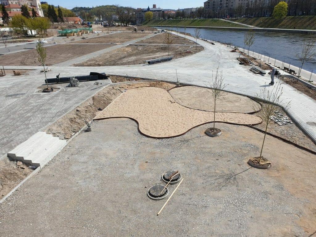 Neries dešiniosios krantinės (Upės g.) - Bike path, Sports field or court, Waterside - construction photos