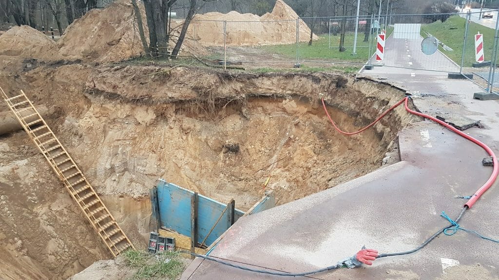 Lietaus kolektoriaus ir nuotekų valymo įrenginių rekonstrukcija ir statyba Verkių, Kareivių g. (Kareivių g.) - Distribution network - construction photos