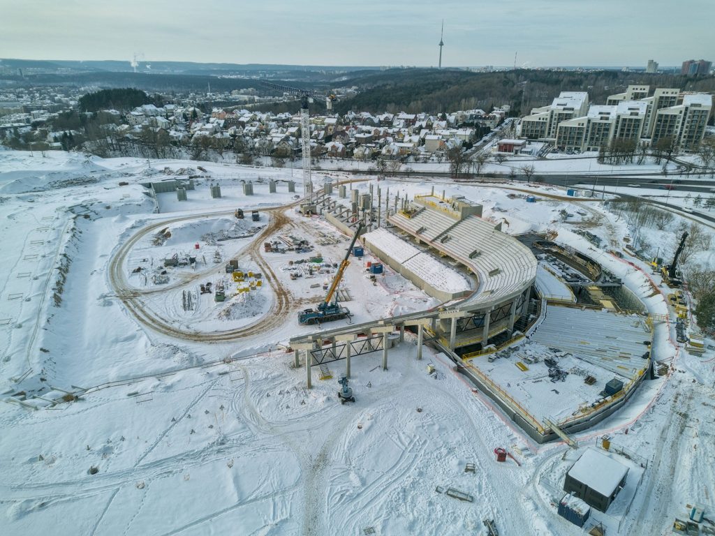 Daugiafunkcis sveikatinimo, ugdymo, švietimo, kultūros ir užimtumo kompleksas 1 etapas (stadionas) (Ozo g. 27) - Staadion - ehituse fotod