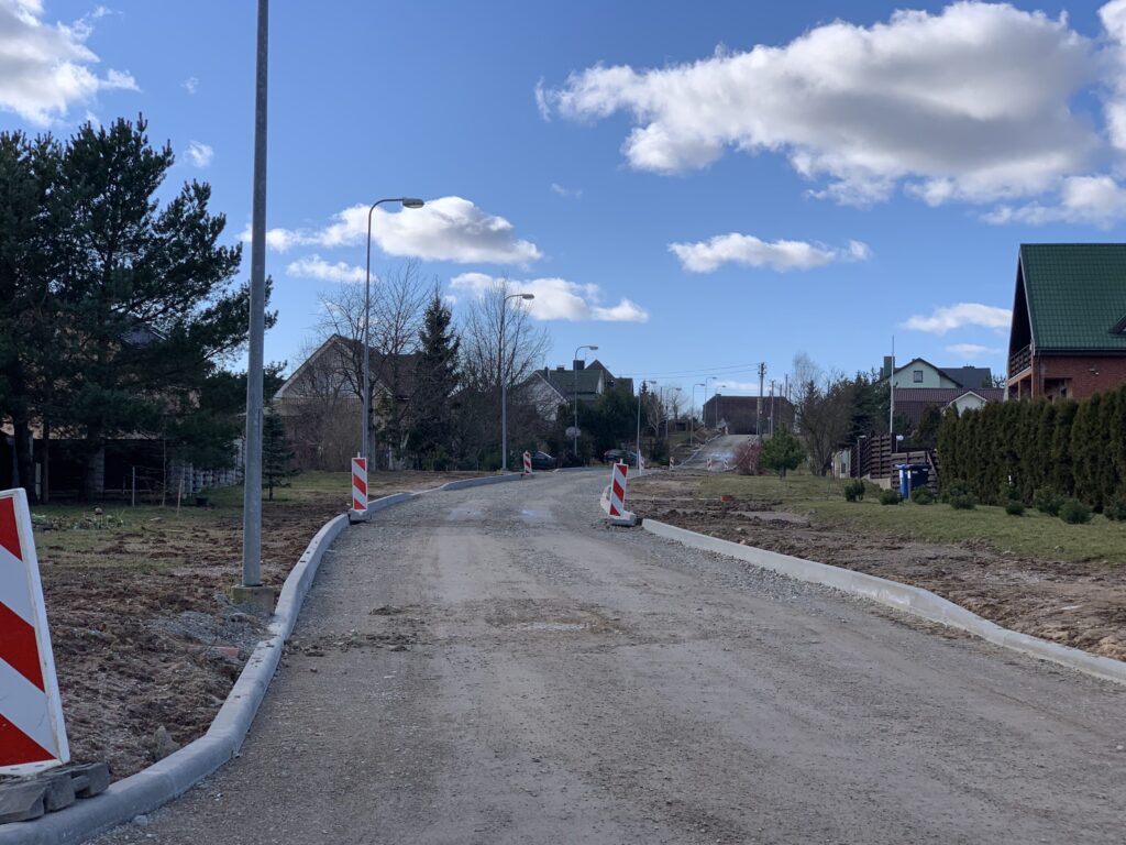 Tauralaukio gyvenvietės gatvės (Vėjo g., Virkučių g., Uosių g., Žvaigždžių g., Vaivorykštės g., Griaustinio g., Lietaus g., Slengių g., Arimų g., Akmenų g., Debesų g., Smėlio g.) - Street - construction photos