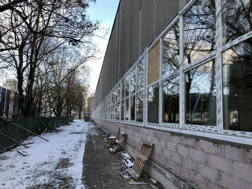 Naujamiesčio lengvosios atletikos maniežas (Žemaitės g. 6) - Sports arena - construction photos
