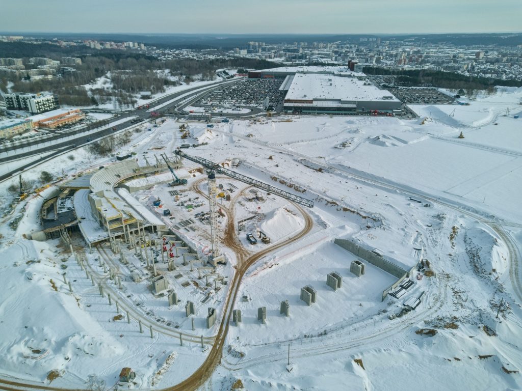 Daugiafunkcis sveikatinimo, ugdymo, švietimo, kultūros ir užimtumo kompleksas 1 etapas (stadionas) (Ozo g. 27) - Staadion - ehituse fotod