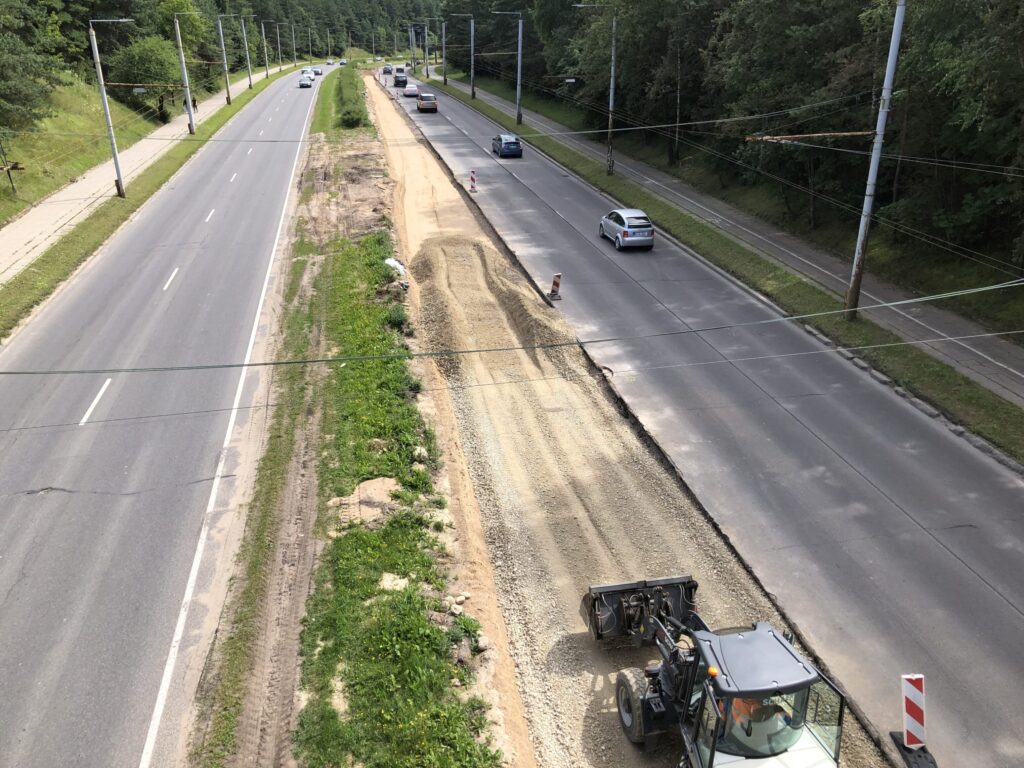 T. Narbuto g. dviračių takas ir viešojo transporto juosta (T. Narbuto g.) - Bike path - construction photos