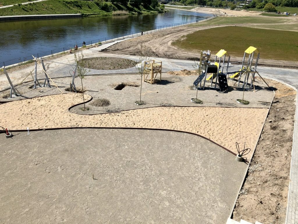 Neries dešiniosios krantinės (Upės g.) - Bike path, Sports field or court, Waterside - construction photos
