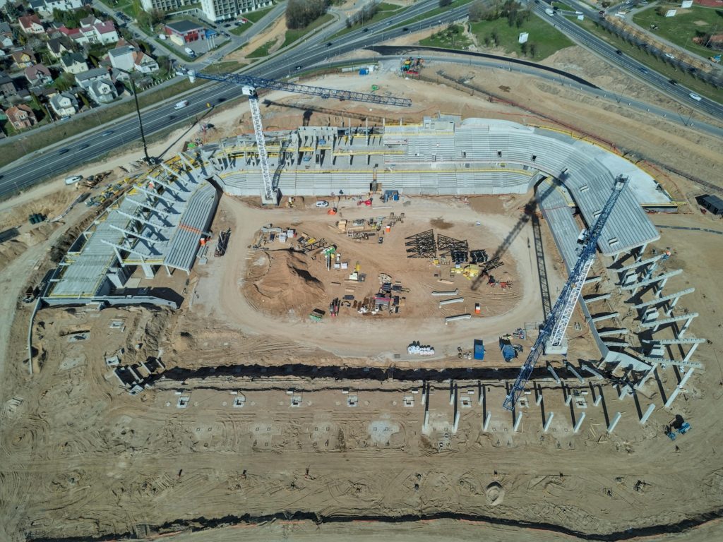 Daugiafunkcis sveikatinimo, ugdymo, švietimo, kultūros ir užimtumo kompleksas 1 etapas (stadionas) (Ozo g. 27) - Staadion - ehituse fotod