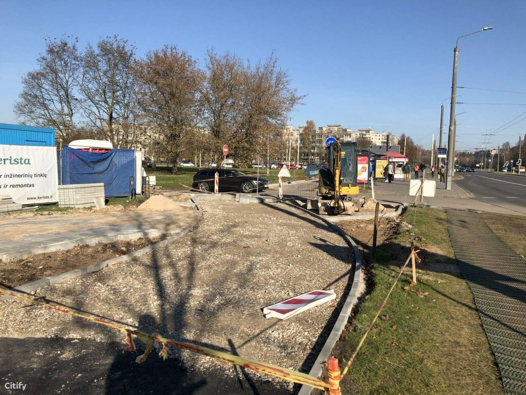 Pėsčiųjų ir dviračių takas nuo Justiniškių g. iki Pilaitės pr. (Laisvės pr.) - Bike path - construction photos