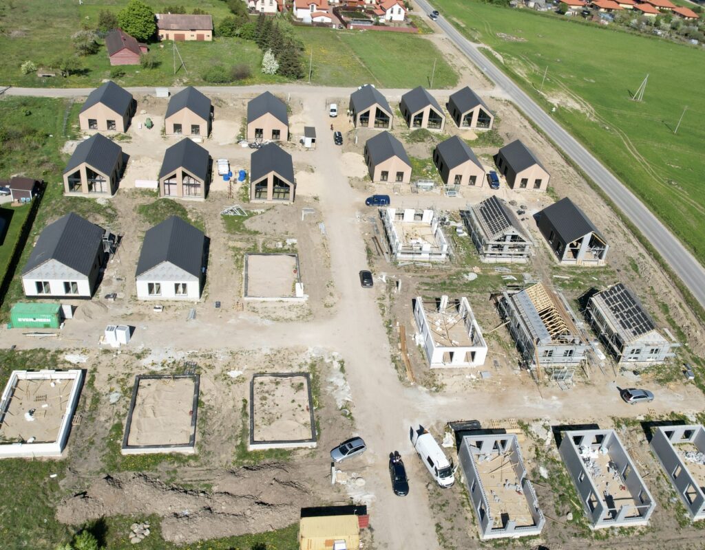 Skandinavų vilos (Ragupės g. 7, 8, 9, 10, 11, 12, 13, 14, 15, 16, 18,  Trušelių k.) - Private house community - construction photos