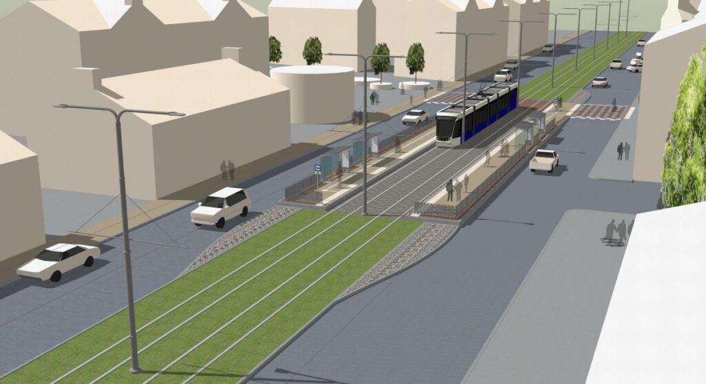 7. tramvaja maršruts - Rīgas tramvaja infrastruktūras pielāgošana zemās grīdas tramvaja parametriem (Latgales iela) - Railroad, Street - visualization