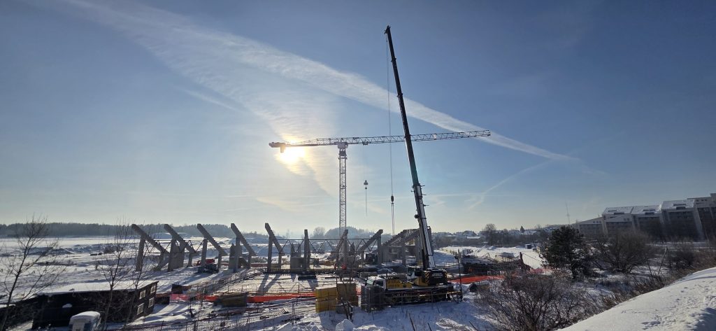 Daugiafunkcis sveikatinimo, ugdymo, švietimo, kultūros ir užimtumo kompleksas 1 etapas (stadionas) (Ozo g. 27) - Staadion - ehituse fotod