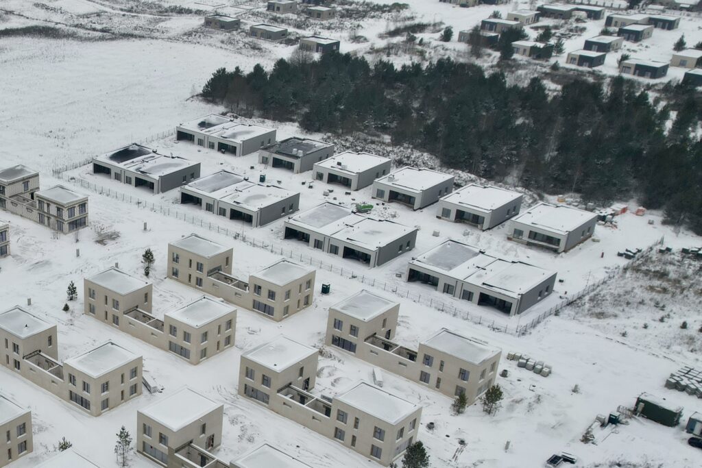 Modernus slėnis (Grinapolio g.) - Row housing - construction photos