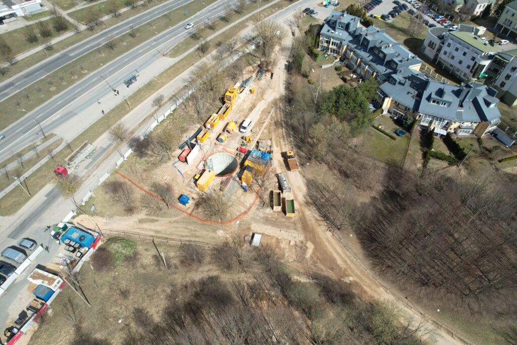 Paviršiniai nuotekų tinklai, valykla ir kaupykla Ozo g. (Šiaurinė, Ukmergės, Ozo, Miglos, Paribio, Lūšių, Elnių g.) - Izplatīšanas tīkls, Parks - būvdarbu attēli