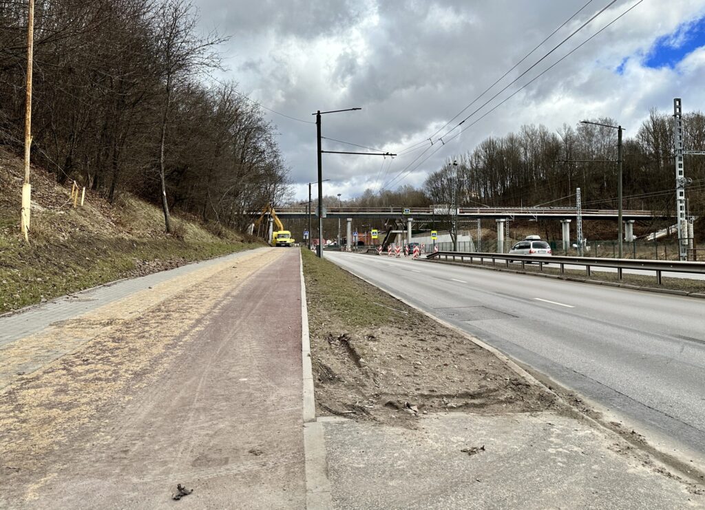 M. K. Čiurliono, Tunelio, K. Baršausko g. dviračių takas (M. K. Čiurliono g., Tunelio g., K. Baršausko g.) - Bike path - construction photos