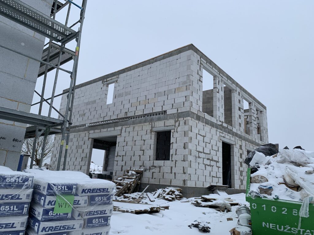 Skalvos g. namai (Skalvos g. 28, 30) - Row housing - construction photos