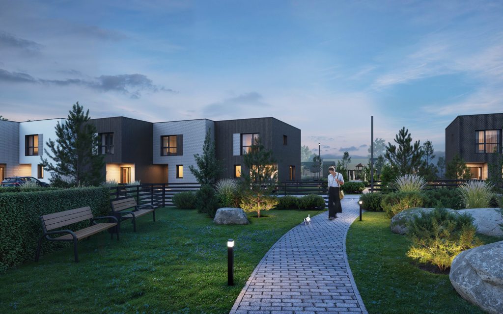 Antakalnio kalvos (Barsukynės g. 1, 1A, 1B, Batrionių g. 2, 3, 4, 5, 6, 7, 9, 10, 12, 14, 16, Sadūniškių g. 4, 6, 8, 8A, 8B, 8C) - Row housing - visualization