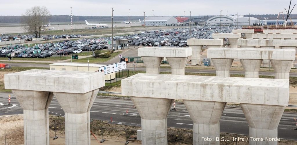 Rail Baltica stacija starptautiskajā lidostā "Rīga" (Starptautiskā lidosta "Rīga") - Railroad, Train station - construction photos