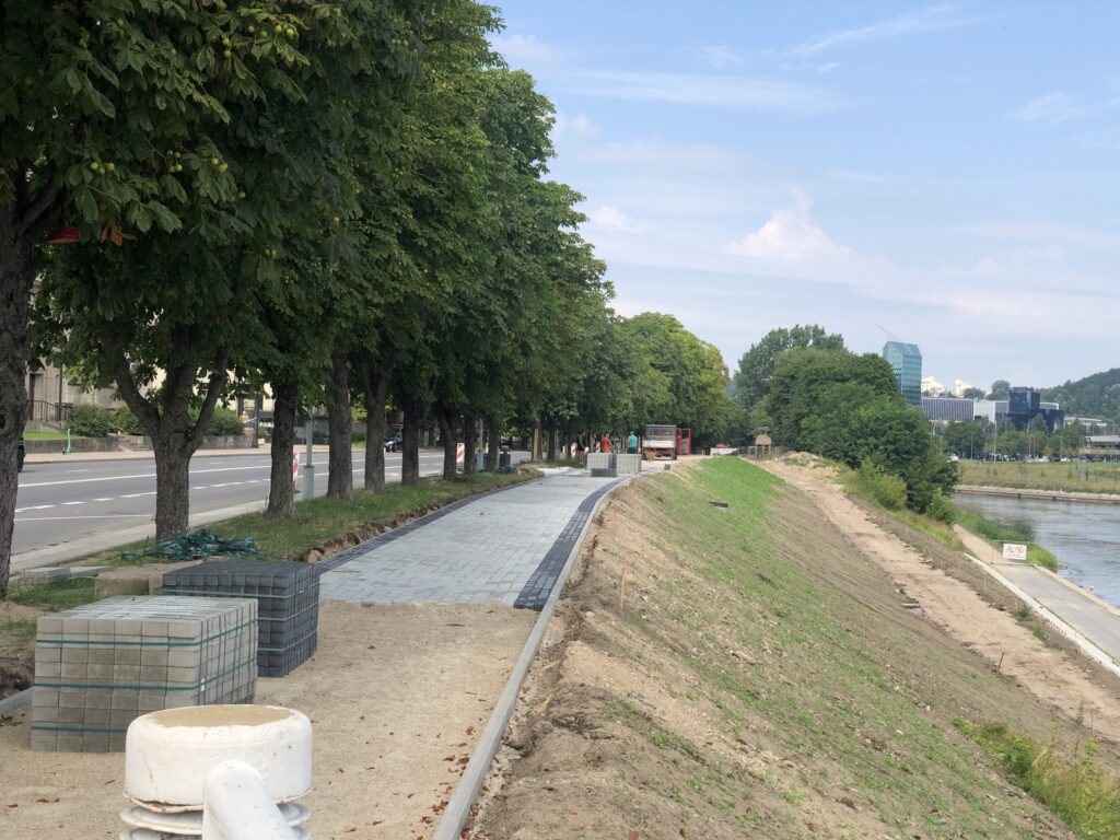 Neries kairiosios krantinės 1 etapas (A atkarpa) (Goštauto g.) - Dviračių takas, Pakrantė - statybų nuotraukos