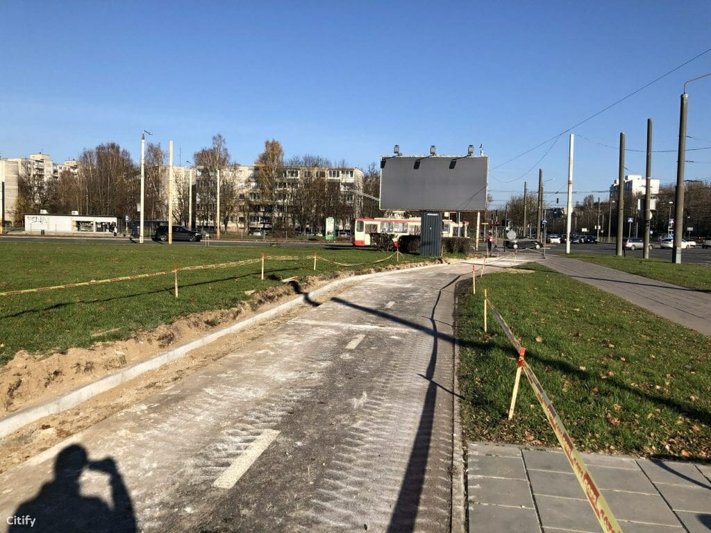 Pėsčiųjų ir dviračių takas nuo Justiniškių g. iki Pilaitės pr. (Laisvės pr.) - Bike path - construction photos