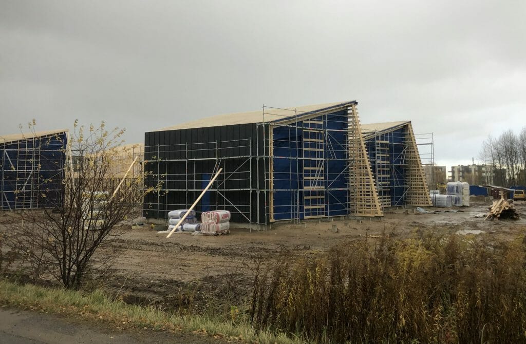 Kalno 77 (Kalno g. 73, 75, 77, 79, 83, 85, 87, Sokiškių g. 2, 4) - Privātmāju kopienas, Rindu mājas - būvdarbu attēli