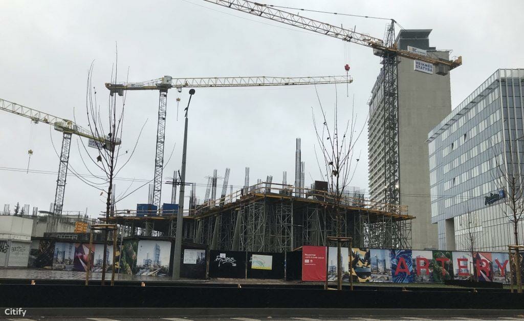 Artery (Konstitucijos pr. 18B) - Biroju centrs - būvdarbu attēli