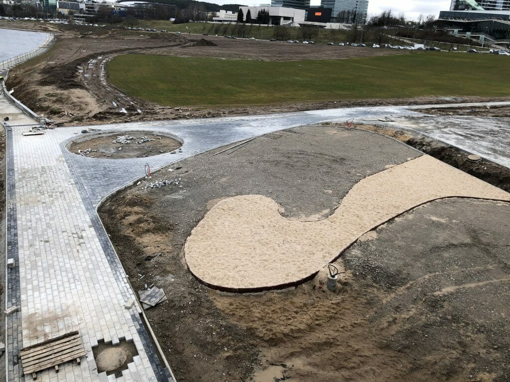 Neries dešiniosios krantinės (Upės g.) - Bike path, Sports field or court, Waterside - construction photos