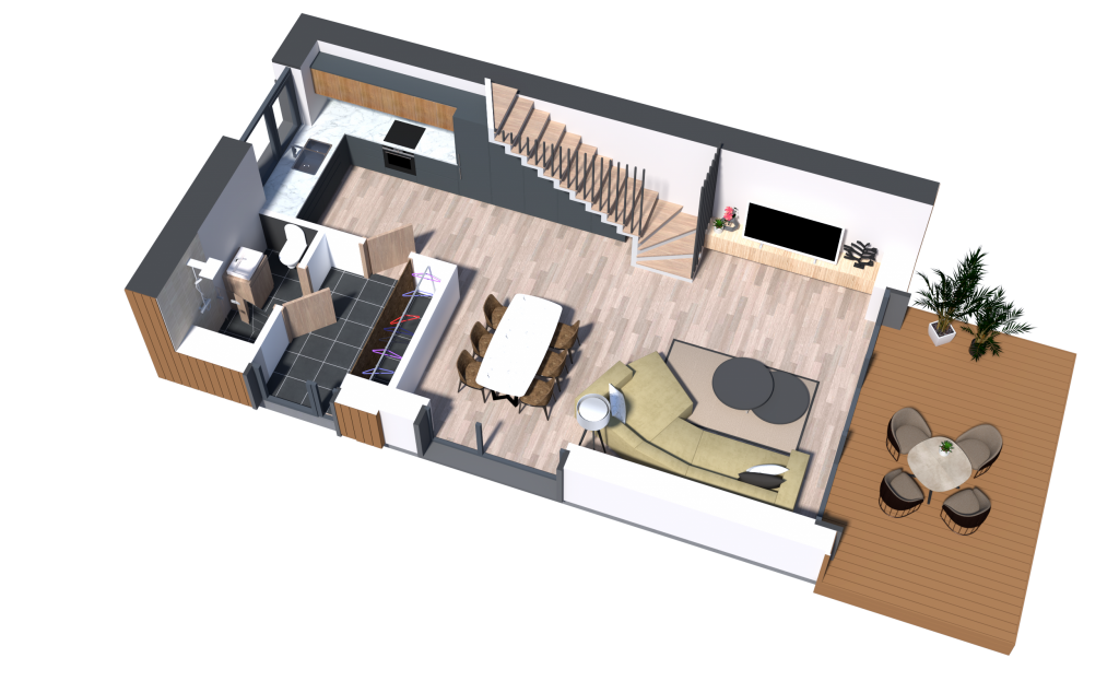 Kamšos namai (Šilo g. 48) - Row housing - visualization