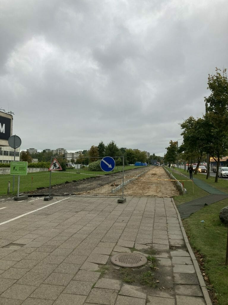 Pėsčiųjų ir dviračių takas nuo Justiniškių g. iki Pilaitės pr. (Laisvės pr.) - Bike path - construction photos