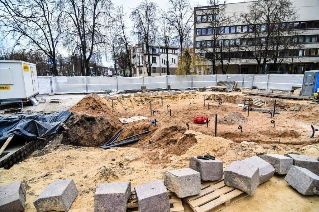 Vašingtono skvero fontano rekonstrukcija (Vašingtono a.) - Skveras - statybų nuotraukos