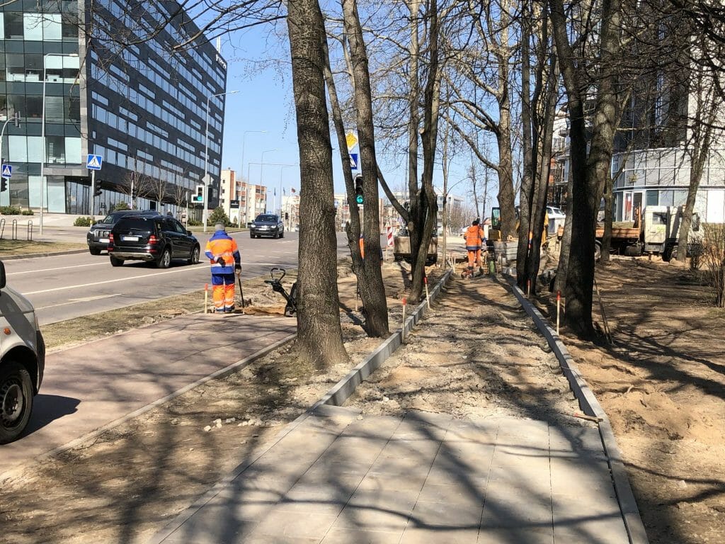 Apkasų g. dviračių takas ir Žalgirio, Rinktinės ir Trimitų g. atkarpos (Apkasų g.) - Bike path - construction photos