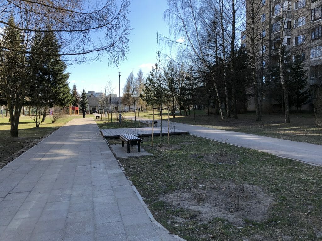 Pašilaičių skveras (Žemynos g.) - Pedestrian path - construction photos