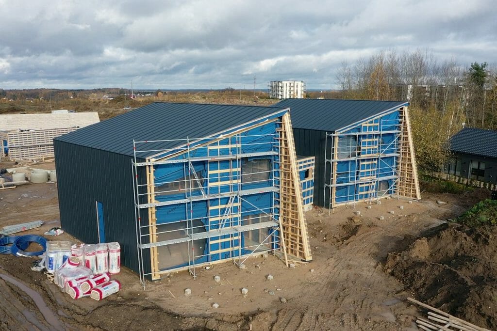 Kalno 77 (Kalno g. 73, 75, 77, 79, 83, 85, 87, Sokiškių g. 2, 4) - Privātmāju kopienas, Rindu mājas - būvdarbu attēli