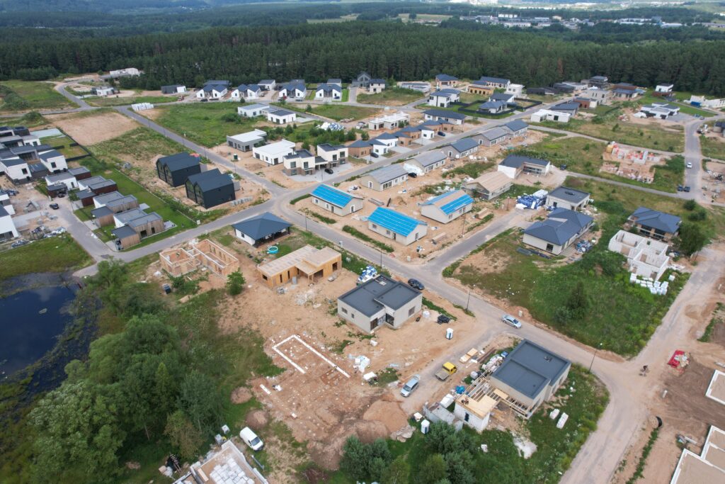 Grendavės g. 34A, 34A, 34C, 34D, 34E (Grendavės g. 34A, 34A, 34C, 34D, 34E) - Private house community - construction photos