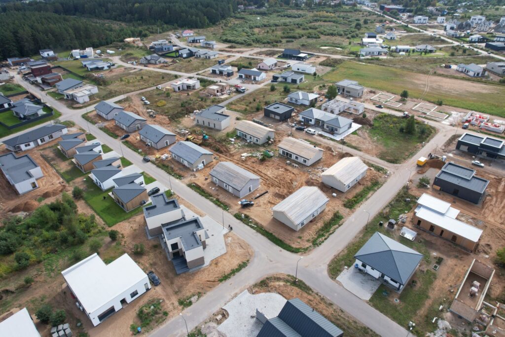 Grendavės g. 34A, 34A, 34C, 34D, 34E (Grendavės g. 34A, 34A, 34C, 34D, 34E) - Private house community - construction photos