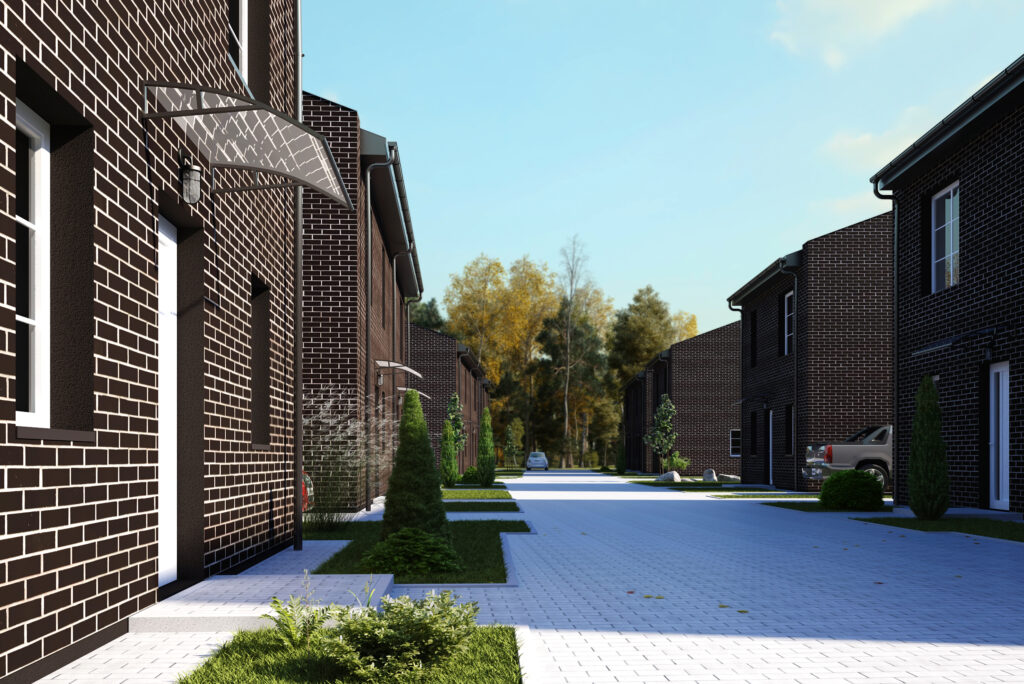 Pavilnio oazė 1 etapas (Adolfo Šapokos g. 36, 40, 40A, 42, Juozo Ereto g. 51, 51A, 51B) - Private house community, Row housing - visualization