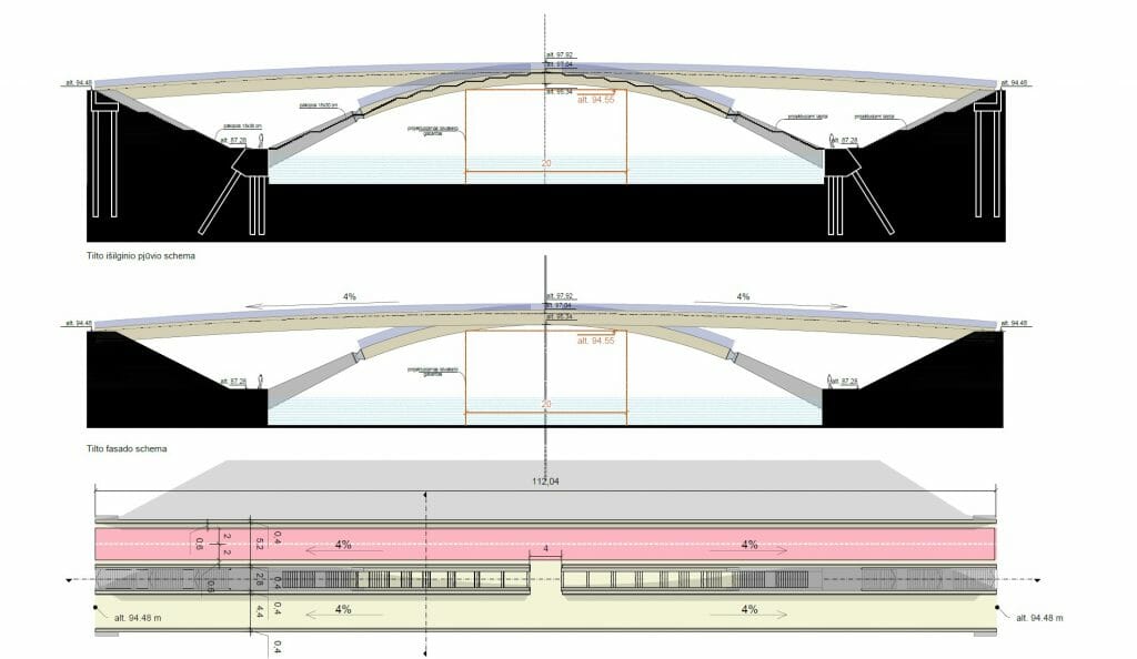 Pėsčiųjų tiltas per Nerį (Alberto tiltas) (Upės g.) - Dviračių takas, Tiltas - vizualizacija
