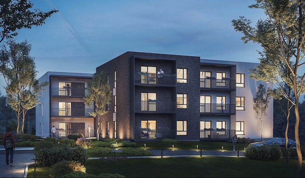 Pilaitės namai (Tilžės g. 47, 53, 55, 57, 59, 60, 61, 63, 65, 67, Gumbinės g. 8, 12, 14, Virbalio g. 4, Tolminkiemio g. 50) - Rindu mājas - vizualizācija