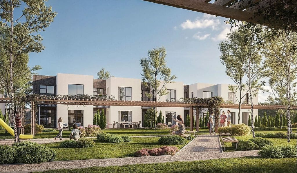 Pilaitės namai (Tilžės g. 47, 53, 55, 57, 59, 60, 61, 63, 65, 67, Gumbinės g. 8, 12, 14, Virbalio g. 4, Tolminkiemio g. 50) - Rindu mājas - vizualizācija